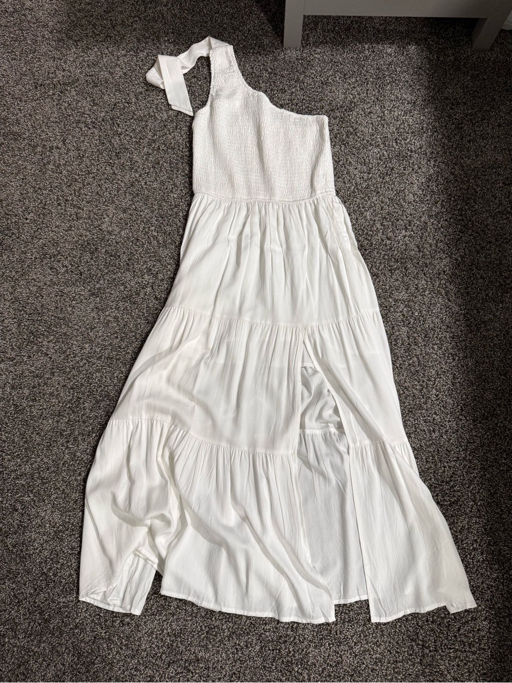 One-Shoulder White Maxi Dress